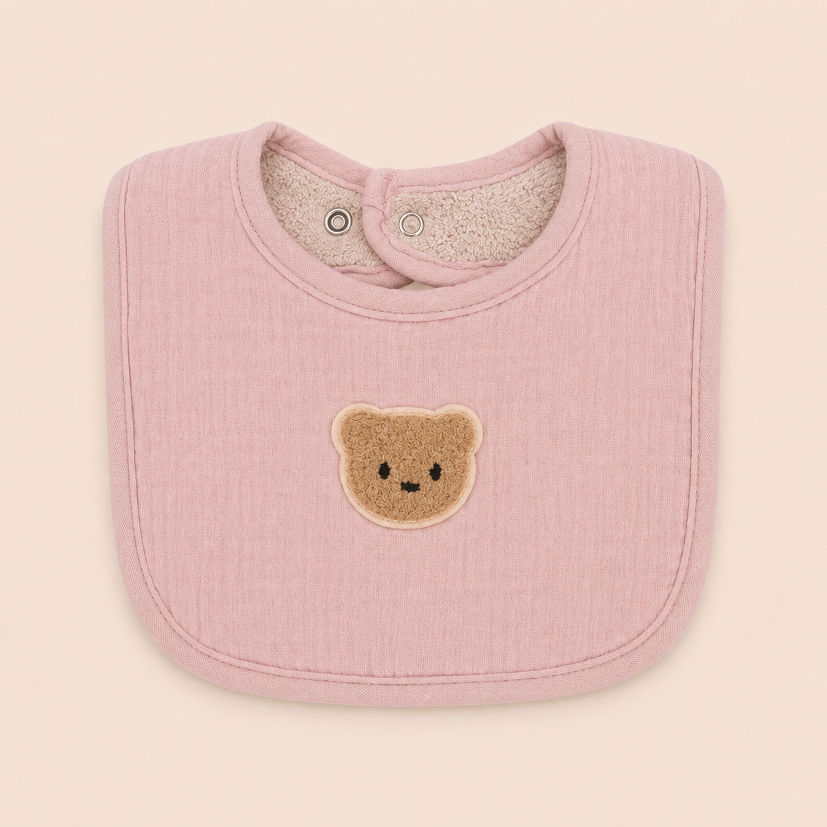 Bavoir en mousseline de coton, motif ours