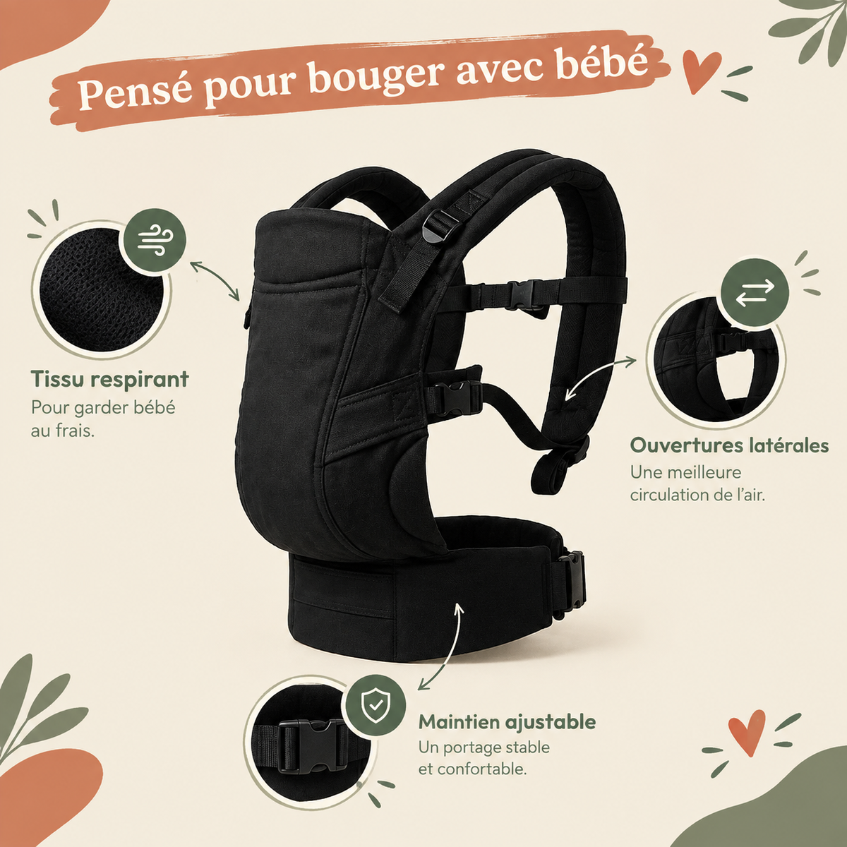 Porte-bébé 4-en-1 — naissance à 2 ans