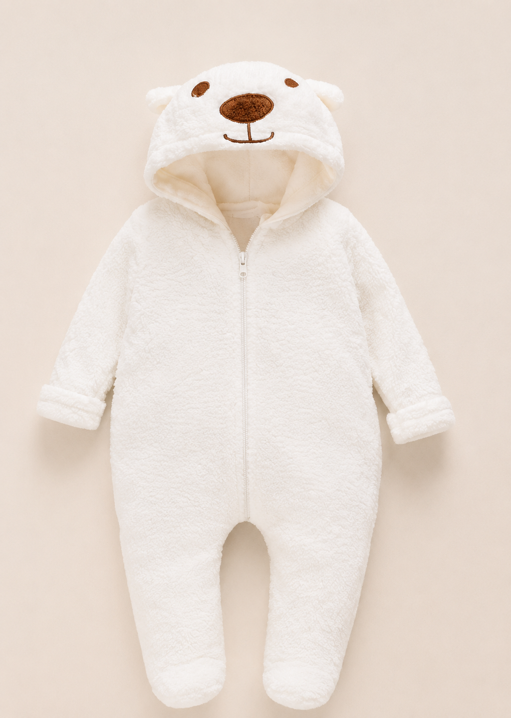 Combinaison bébé à capuche, motif ours