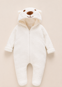 Combinaison bébé à capuche, motif ours