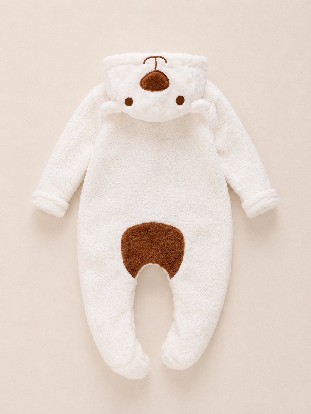 Combinaison bébé à capuche, motif ours